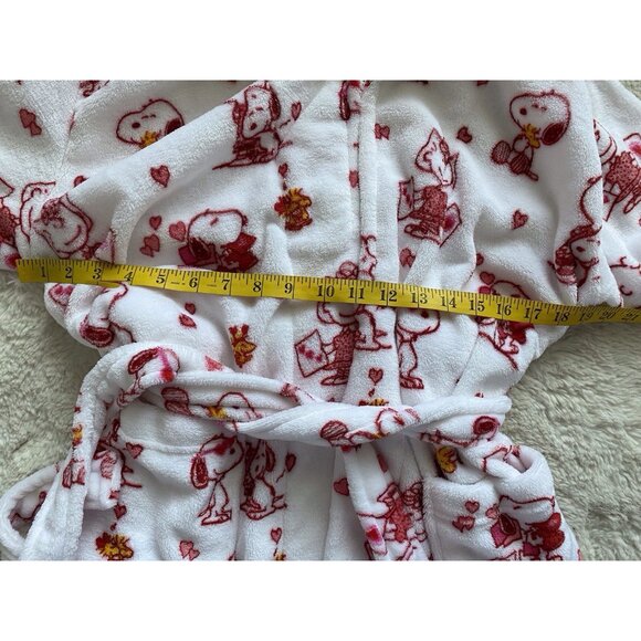 Peanuts Snoopy Charlie Brown Whole Gang Valentines Soft Robe Women’s Sz S / M - Picture 8 of 11